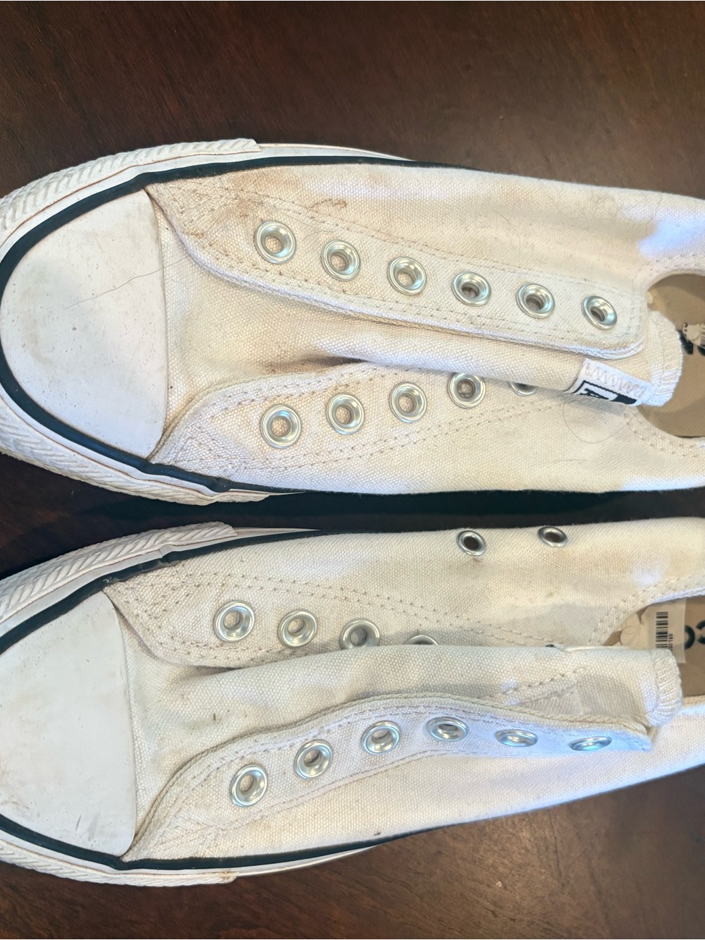 Converse White Canvas Slip-On Athletic Sneakers with Black Trim